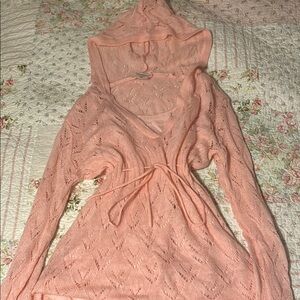 Cute pink baby doll sweater with hood